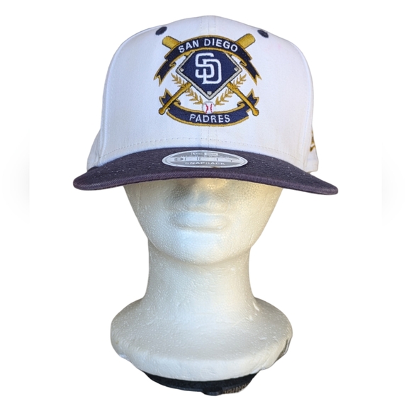 San Diego Padres RARE Double Crossed Bat SD Logo New Era Snap Back Hat Ball Cap - Picture 3 of 12